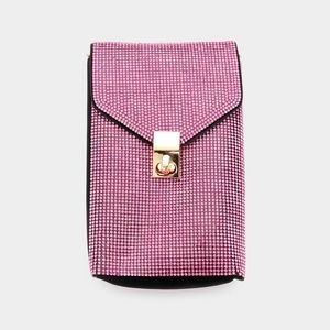 Rectangle Pink Rhinestone Crystal Purse Bling Formal Crossbody Bag